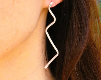 sterling silver earrings, long stick earrings, evening earrings, statement earrings, long stud earrings, aesthetic earrings