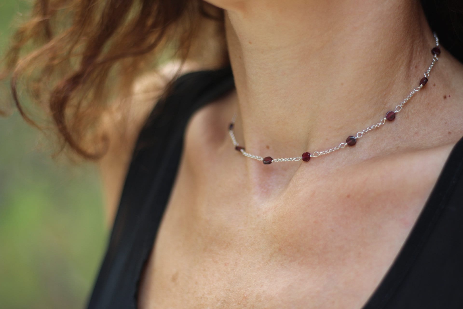 Garnet rosary necklace rosary garnet necklace beaded choker dainty beaded necklace dainty choker necklace dainty necklace set