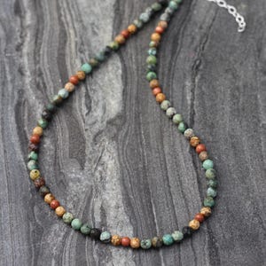 Turquoise necklace, Beaded necklace, dainty beaded necklace, Sterling silver beaded necklace, dainty beaded necklace, african turquoise