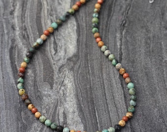 Turquoise necklace, Beaded necklace, dainty beaded necklace, Sterling silver beaded necklace, dainty beaded necklace, african turquoise
