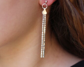 Multichain earrings, sterling silver earrings, long chain earrings, evening earrings, chain earrings, dangling earrings