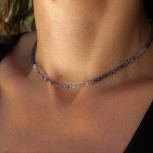 Sugilite necklace, Sugilite choker, beaded choker, dainty beaded necklace, dainty choker necklace, dainty necklace, necklace set image 3
