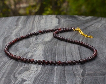 Brecciated jasper Beaded Choker: Sterling Silver, 14K Gold, Adjustable