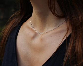 Balls silver chain, silver chain, dainty necklace, dainty choker, greek style necklace, layering chain necklace, necklace set