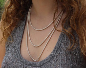 Snake chain necklace, triple chain necklace, silver snake chain necklace, silver snake necklace, multistrand necklace, triple silver neklace