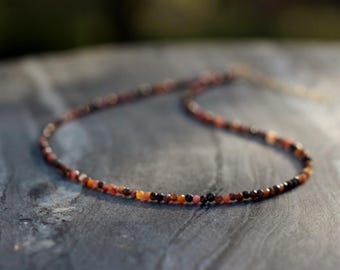 Bustamite necklace, Ultra dainty, Bustamite wth rhodonite necklace, dainty beaded necklace, Bustamite choker, beaded choker