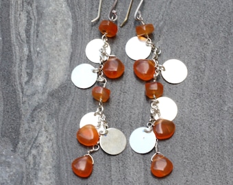 Greek earrings, Grecian earrings, carnelian earrings, Dangling earrings, Boho earrings, multidisc earrings, Disc earrings