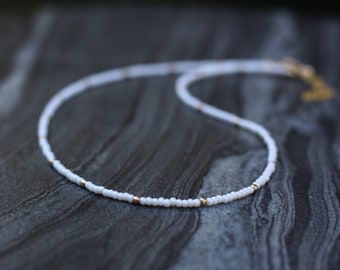 Pearl necklace, Beaded choker, Ultra dainty necklace, seed bead necklace, pearl choker, dainty beaded necklace