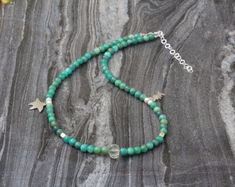 Amazonite necklace, Beaded choker, dainty beaded choker, Ultra dainty amazonite necklace, dainty beaded necklace, ombre choker, necklace set