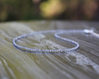 Labradorite necklace, Beaded necklace, dainty beaded necklace, Sterling silver beaded necklace, dainty beaded necklace, labradorite choker