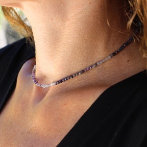 Sugilite necklace, Sugilite choker, beaded choker, dainty beaded necklace, dainty choker necklace, dainty necklace, necklace set image 1