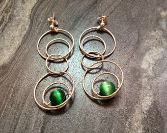 hoops, Silver hoops, Opal hoop earrings, Multihoop earrings, Dangling silver earrings, tribal earrings, tibetan spot earrings, beaded hoops