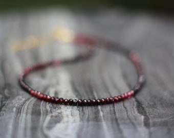 Almandine necklace, Beaded choker, dainty beaded choker, dainty Almandine necklace, dainty beaded necklace, almandine choker