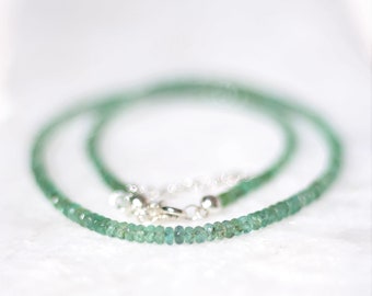 Emerald necklace, Beaded choker, Ultra dainty necklace, beaded necklace, dainty beaded necklace, May birthstone, zambian emerald