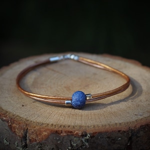 Leather Anklet: Dainty Ceramic Bead, Sterling Silver Accents image 4