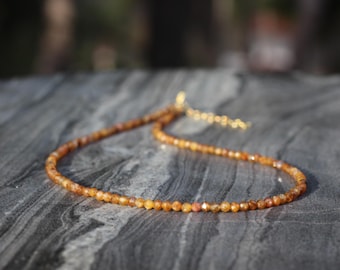 Yellow sapphire necklace, sapphire choker, beaded choker, dainty beaded necklace, dainty choker, dainty necklace, yellow sapphire necklace