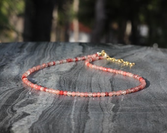 Andesine necklace, Ultra dainty, Andesine necklace, dainty beaded necklace, Andesine choker, beaded choker