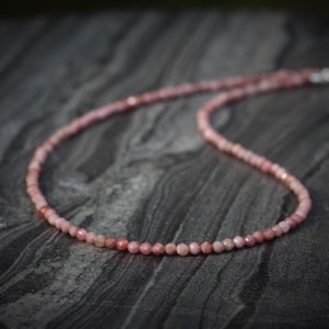 Rhodonite necklace, Beaded necklace, dainty beaded necklace, necklace set, dainty beaded necklace, rhodonite choker, beaded choker