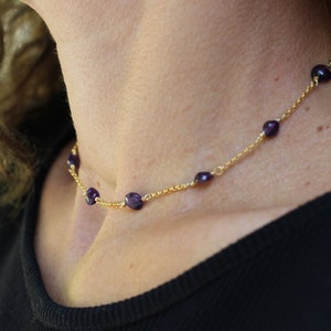 Amethyst rosary necklace, amethyst necklace, beaded choker, amethyst rosary, dainty choker necklace, dainty necklace set, amethyst set