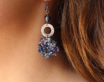 Opal earrings, Oxidized earrings, Silver earrings, Matrix opal earrings, ancient greek earrings, Dangling earrings