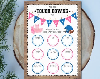 Touchdowns or Tutus Gender Reveal Prediction Cards (Digital Download)