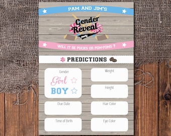 Pucks or Pom Poms Gender Reveal Prediction Cards (Digital Download)