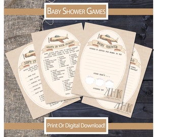 Baby Shower Games Printable | Travel Theme Baby Shower | Airplane Baby Shower Games | Baby Shower Activity Pack | Instant Download