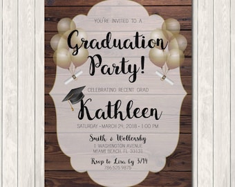 Graduation Invitation Black Gold | Class of 2026 Invite | Editable Grad Party Invitation | Printable Graduation Announcement