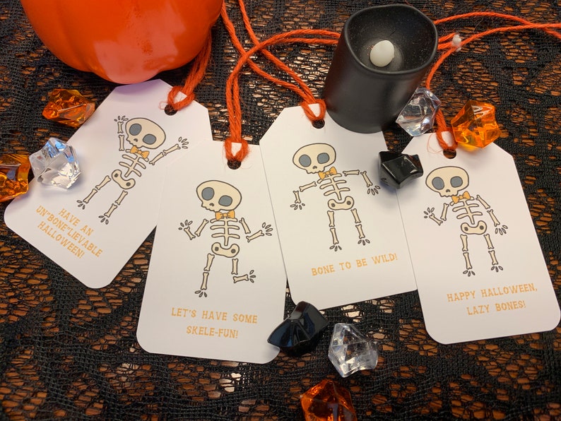 Halloween Gift Tags Halloween Decor Skull Skeleton Etsy