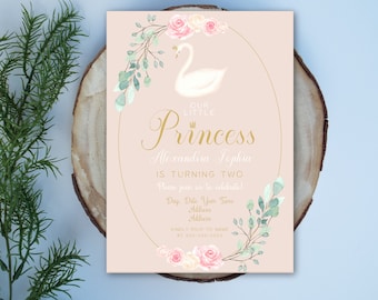 Swan Princess Birthday Party Invitation