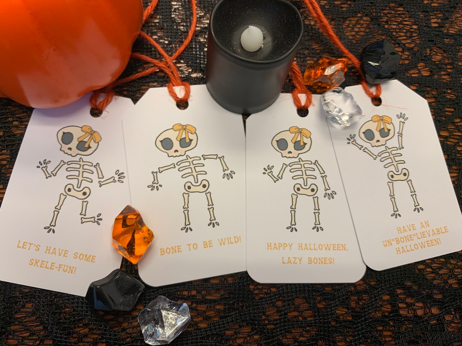 Halloween Gift Tags Halloween Decor Skull Skeleton Etsy