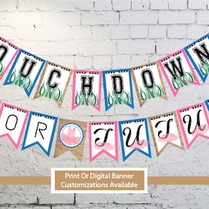Gender Reveal Banner | Touchdowns or Tutus Banner | Gender Reveal Party Decor | Printable Banner | Pink or Blue Banner