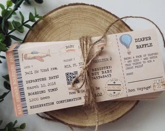 Boarding Pass Baby Shower Invitation, Airplane Theme (Digital Download)