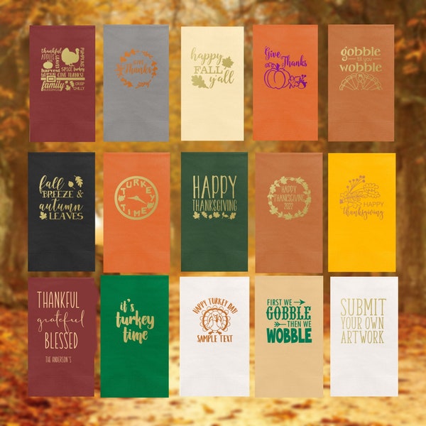 Custom Personalized Thanksgiving  Friendsgiving Dinner Napkins-Holiday Party - Thanksgiving Dinner Napkin- Printed, Custom, Personalized