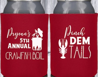 Custom Crawfish Boil Can Coolers--Personalized, Company Crawfish Seafood Boil Party Favors,  Beverage Insulators, beer Coolie Sleeve