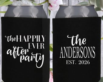 The Happily Ever AfterParty for the After Party Wedding Can Coolers-Personalized Wedding Favors-Can Cousy