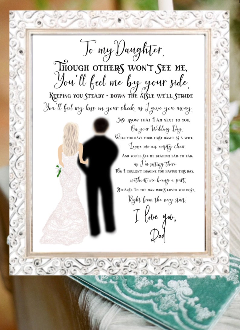 To My Daughter brunette Wedding Day Poem From Father Who | Etsy