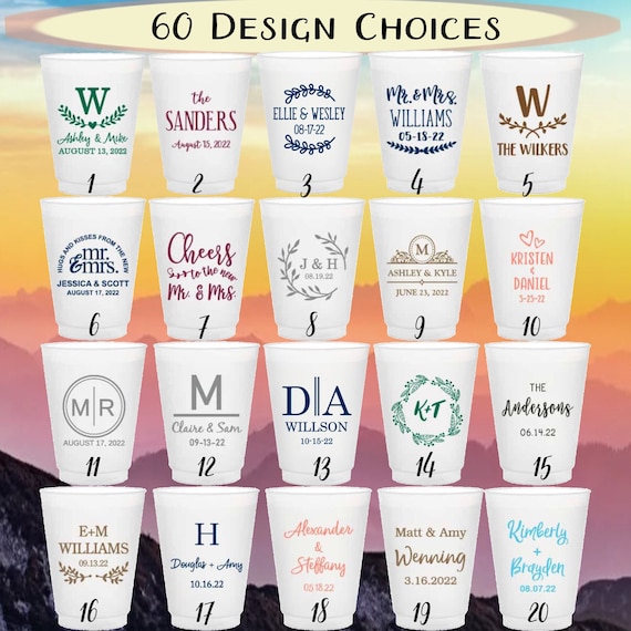 Wedding Custom Cups, Personalized Cups for Wedding -wedding Reception Cups  -wedding Party Cups, Plastic Cups,frosted Cups 16oz - Etsy