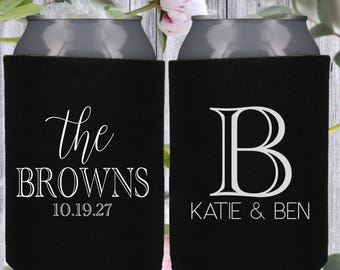 Custom Monogram Personalized Wedding Can Coolers-Bachelorette Party-Wedding Favors-Can Coolers-Can sleeve, wedding drink holder favor, beer