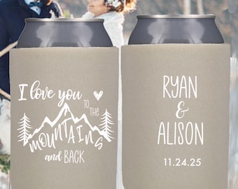 Mountain Wedding Can Coolers: Custom Beverage Insulators, Wedding Favors