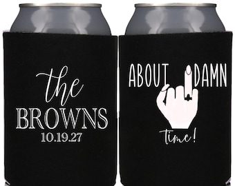 About DamnTime Custom Wedding Can Coolers--Personalized Wedding Favors, Wedding Beverage Insulators, Can Coolie Sleeve, Wedding Drink Holder