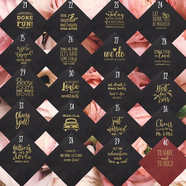 Custom Personalized Wedding Cocktail Napkinsengagement Party Etsy