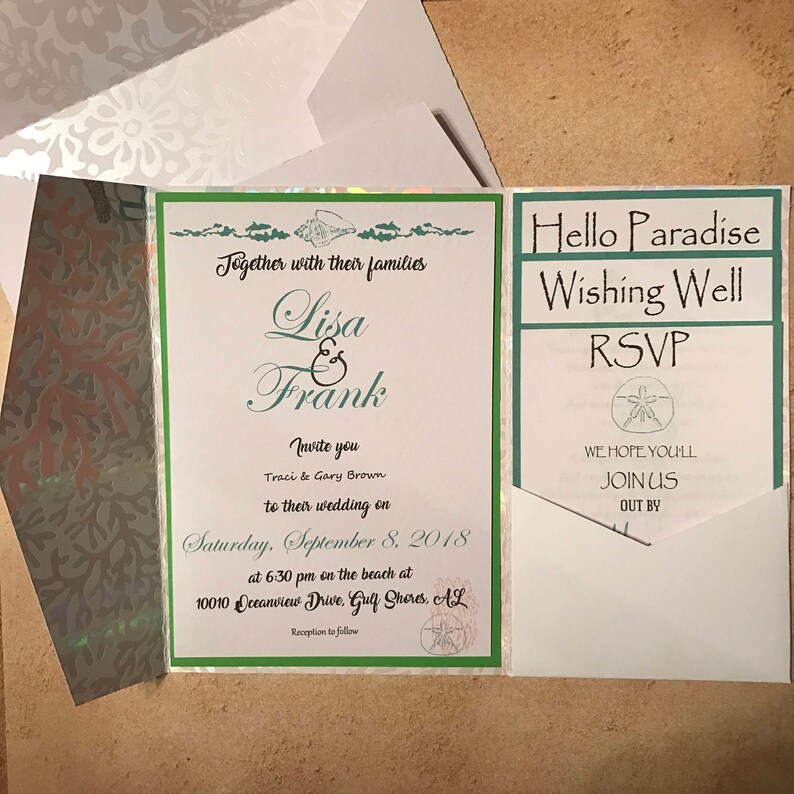 SVG Pocket Wedding Invitation 5x7 Tri Fold Trifold Etsy