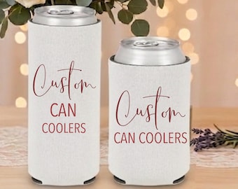 Personalized Slim and Regular Can Cooler: Custom Wedding Bachelorette Party Favors