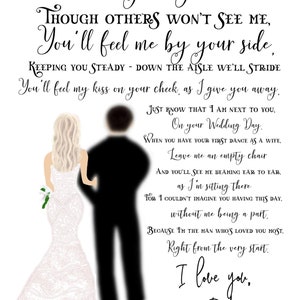 To My Daughter (Blonde)- Wedding Day Poem from Father who cannot be there