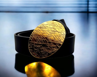 Hebilla ovalada dorada para cinturón de 38 mm (1,5 pulgadas), hebilla de acero inoxidable hecha a mano, hebilla de cinturón de dama para hombre, hebilla de cinturón de jeans, regalo para él o ella.