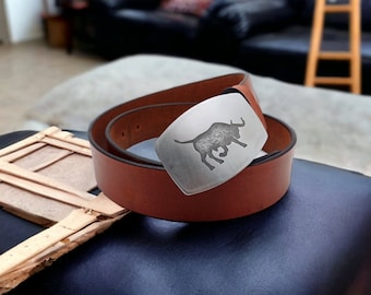 Bull belt buckle for 38mm(1.5 inch) belt, handmade from stainless steel, belt for men, rodeo cowboy buckle, gift for him.