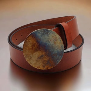 Round rustic 2 tone belt buckle made from stainless steel, handmade men womens accessories,a perfect gift for him her. Fits 1 1/2 inch belt.