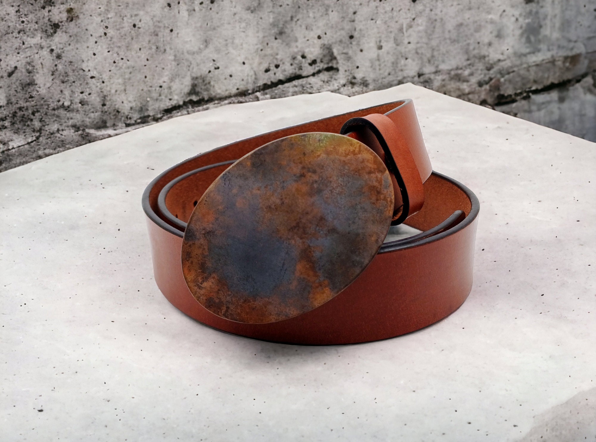 Oval Stainless Steel Rustic Utilitarian Handmade Belt Buckle Fits 1.5\