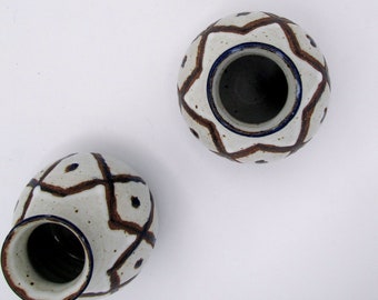 White Vase with Blue Pattern | 3.5" inches tall